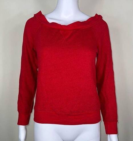 Treasure & Bond  Wide Neck On/Off Shoulder Red Sweatshirt