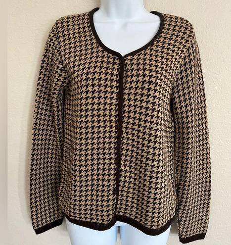 Herman Geist  Houndstooth Button Front Cardigan Sweater Long Sleeve Women’s Small