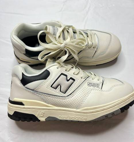 New Balance 550 Sea Salt Cream Black Sneakers