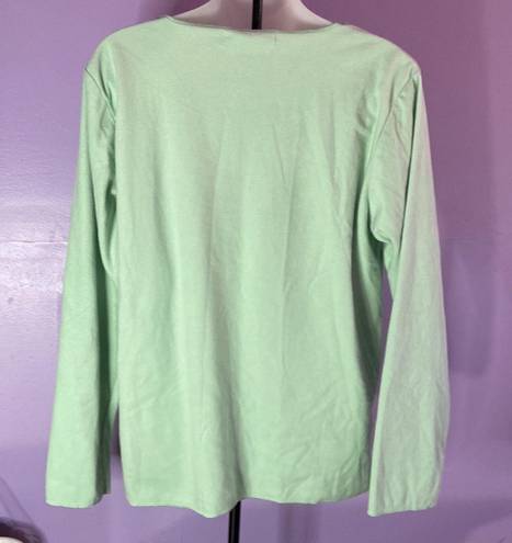 Carole Hochman  Long Sleeve Super Soft Pale Green Blouse Size Medium