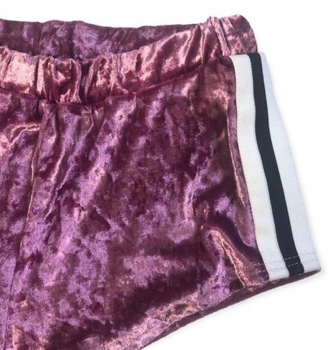 Lounge Pink Velvet Side Striped High Rise  Booty Shorts