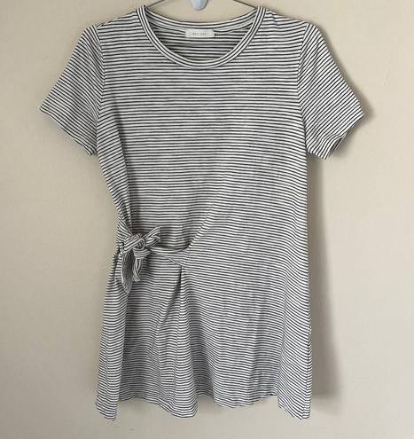 The Row All :  Short Sleeve White Black Striped Side Tie Dress Size S