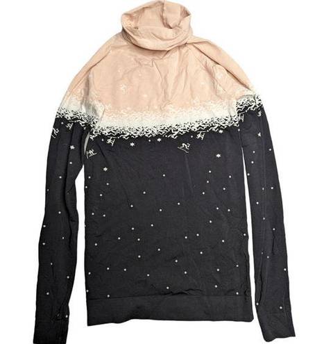 Sweaty Betty  Fade Pink Black Graphic Ski Snowboard Turtleneck Base Layer Top XS