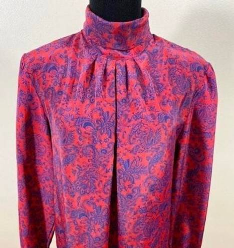 Oscar de la Renta Red-Blue Paisley Blouse