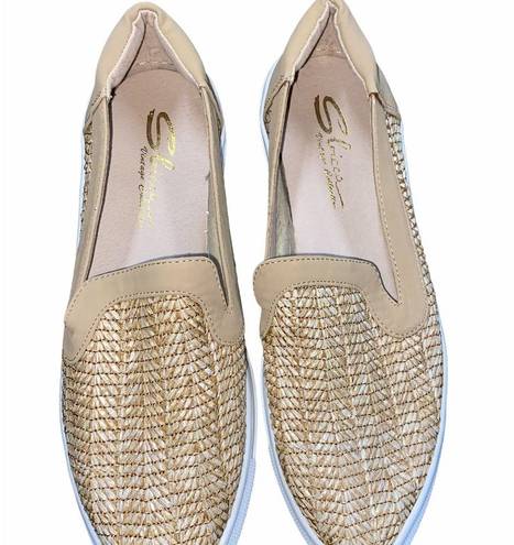 sbicca  vintage collection tan woven slip on loafers size 10