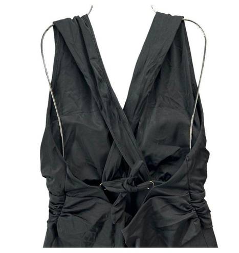 Chelsea28  Womens 4 Way Convertible One Piece Swimsuit L Black Halter Crossback