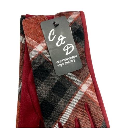 Women’s C&D Red & Black Plaid Driving Gloves