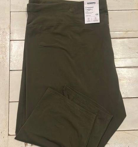 Sonoma Women’s 4X Cropped Legging Stretch blend Army Green Lightweight Easy Casual