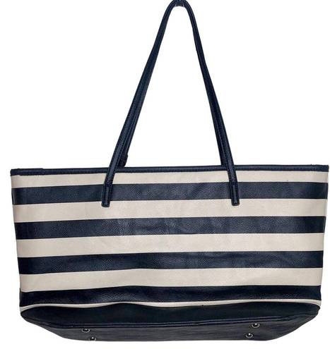 Nine West  Black and White Striped Tote Bag Shoulder Bag Large