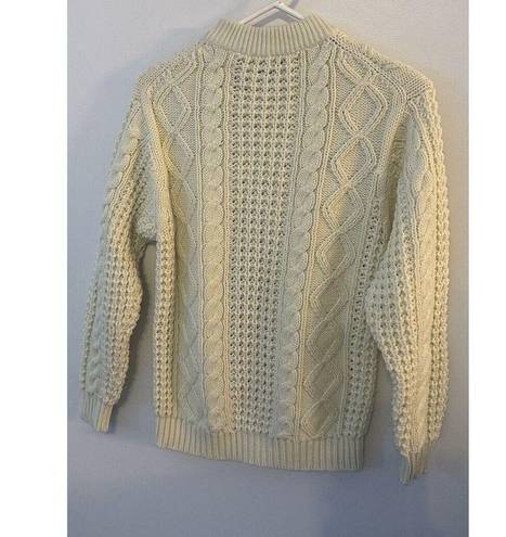 Champion Cable Knit Fishermans Cream Sweater Mock Neck Women's Medium Vintage Acrylic