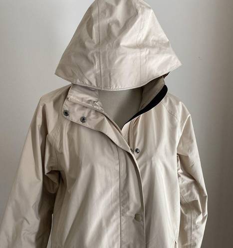 L.L.Bean  Full Length Long Hooded Khaki Trench Raincoat Size S