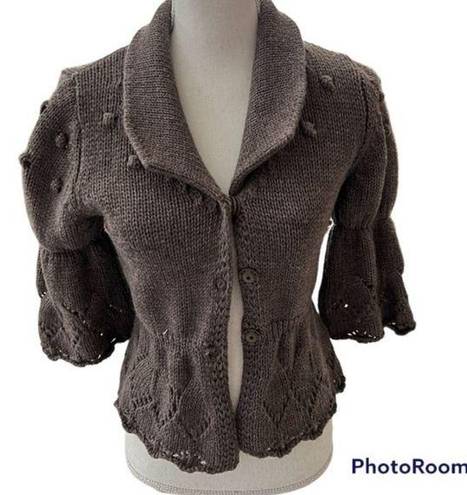 Krass&co HEKLA &  Made in Italy Womens Gray Wool Blend Cardigan wrap Sweater Si…