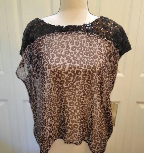 Vintage Havana NWT! Leopard and sequins!  size Medium sheer blouse