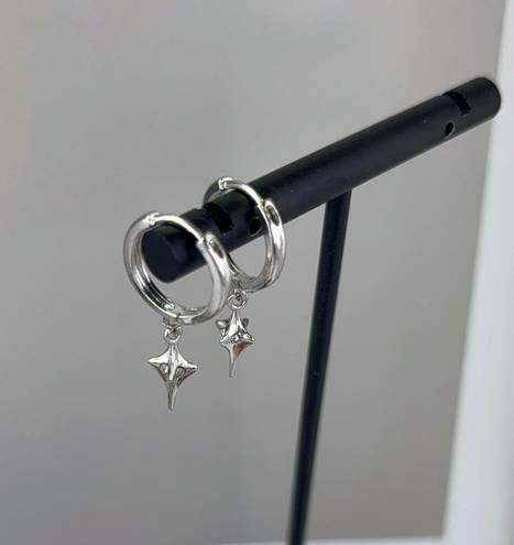 Star Dangle Drop Earrings for Men Women,Punk Hip Hop Earrings Silver