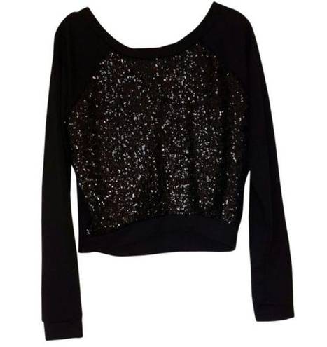 Delia's Delia’s Black Sequined Long Sleeve Pullover Sweatshirt