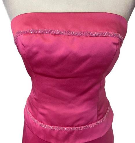 Jordan  Y2K Strapless Hot Pink Corset Formal Long Dress Fit & Flare 2