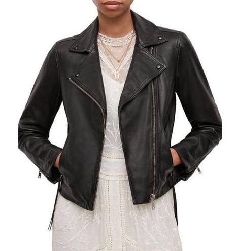 All Saints Dalby Biker Leather Jacket Black