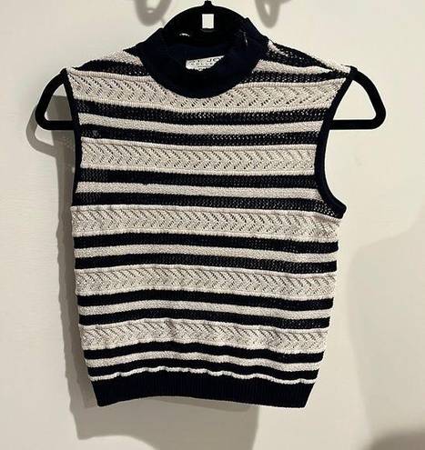 St. John  Collection blue-and-white striped knit sleeveless top size P/US XS