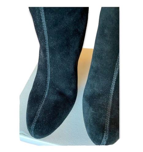 Joie Like New  Caviar Black Suede Tall knee high Boots With Stitching detail