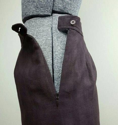 Saint Laurent Yves  Pencil Skirt EU 44 Vintage Wool Flax Purple Designer Luxury