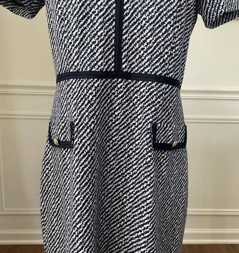 Talbots  Textured Stripe Ponte Sheath Dress Navy Blue S