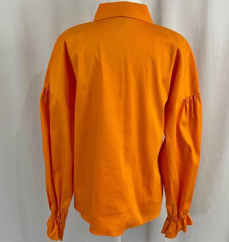 INC New  Flared Cuff Button Down Shirt Relaxed Fit Tangerine Crush Orange