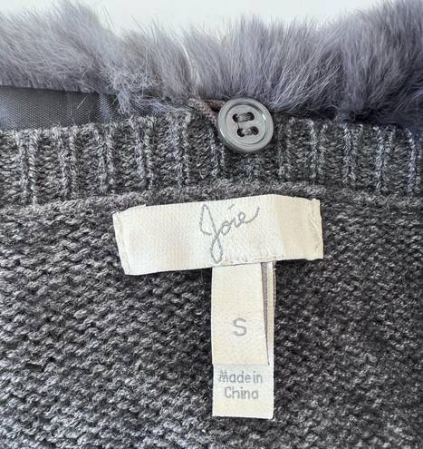 Joie sweater size Small gray cardigan rabbit fur removable