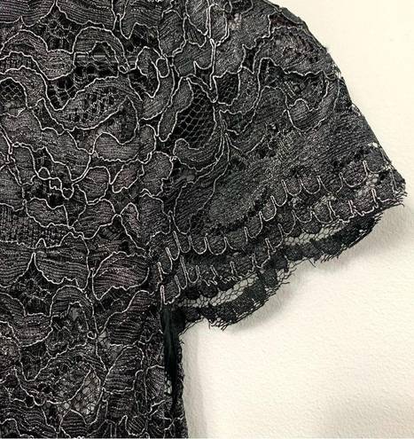 L'Agence L’AGENCE Black & Silver Sheer Floral Dress