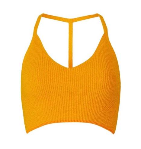 Rag and Bone  Soleil Ribbed Bra Crop Halter Top Cotton Marigold Orange-Yellow sz L