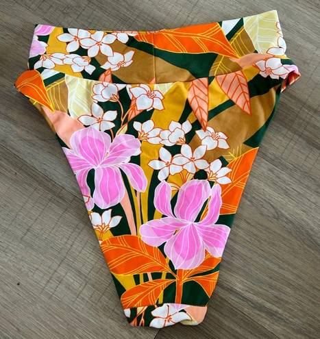 Aerie  Super High Cut Cheekiest Bikini Bottom Tropical Vibrant Colors