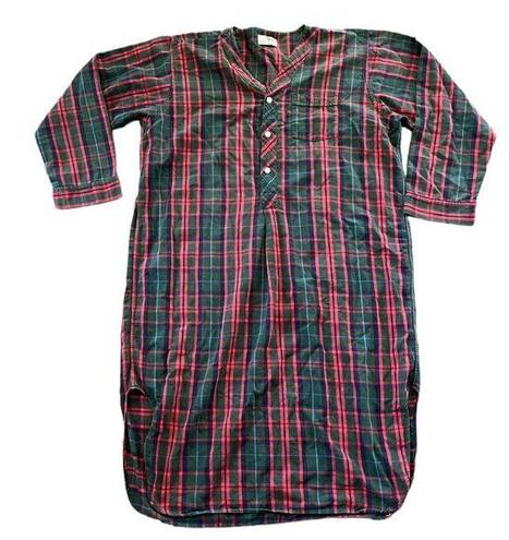 L.L.Bean Vintage  Womens Sleep Shirt Collared Plaid Red Green Size XL