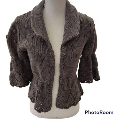 Krass&co HEKLA &  Made in Italy Womens Gray Wool Blend Cardigan wrap Sweater Si…