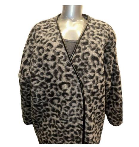 Mango  Wool Blend Animal Print Oversized Suit Jacket Size M