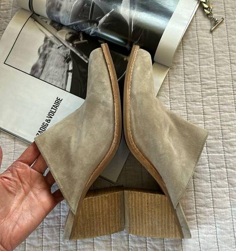 Anthropologie Jeffrey Campbell Favela-2 leather suede stacked heel pointed toe mules 9.5