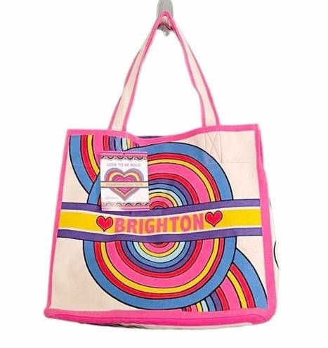 Brighton NWT  Rainbow Bright Tote Bag Mod Colorful Tom Clancy Canvas Wearable Art