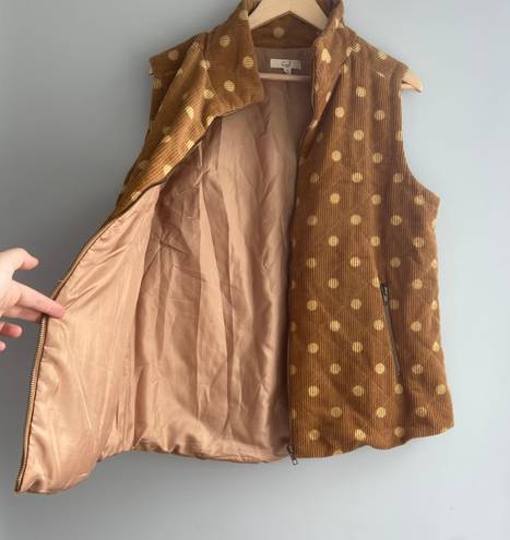 easel Brown Polka Dot Corduroy Vest