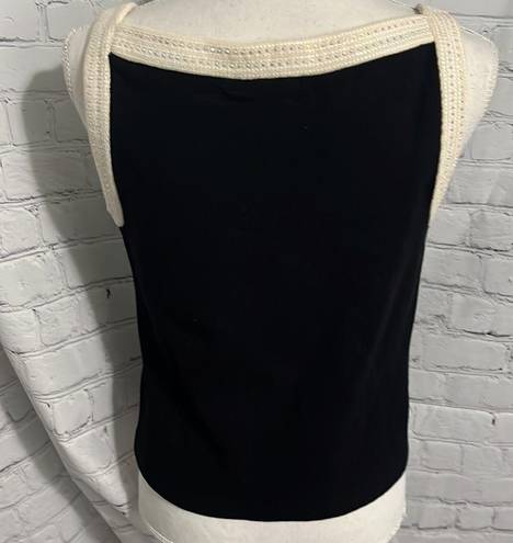 St. John Vintage  - Black Knit Sleeveless Top Embellished - S