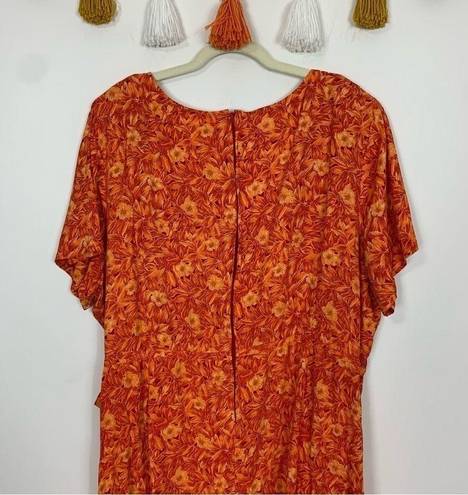 Lane Bryant Designs  Orange Floral Maxi Dress Size 28