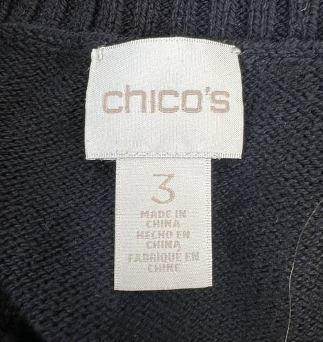 Chico's Chico’s Size 3 XL 16 Nina Cowl Neck Sweater Cotton Blend Black Sleeveless Poncho