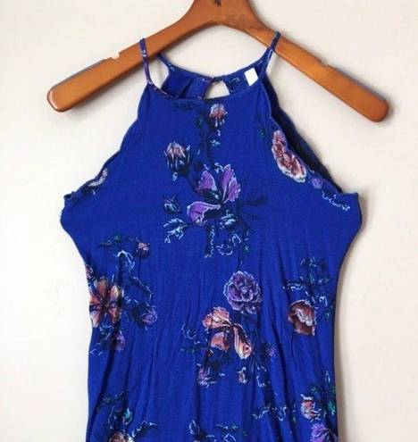 Xhilaration Blue Floral Halter Dress