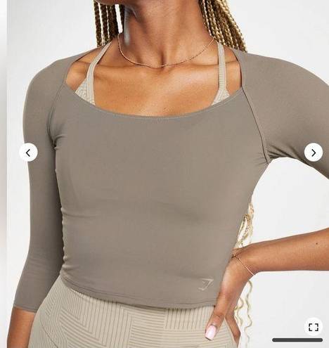 Gym Shark Elevate 3/4 Sleeve Crop Top in Brushed Brown