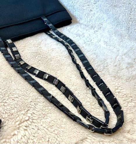 Salvatore Ferragamo  Black Nylon Vala Chain Shoulder Bag