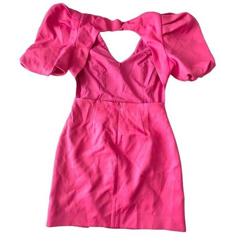 Elliatt  x REVOLVE Ava Dress Womens Large Hot Pink Open Back Puff Sleeve Barbie