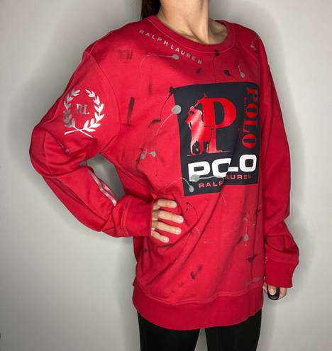 Polo Ralph Lauren Red and Paint Splatter Sweatshirt Size XL