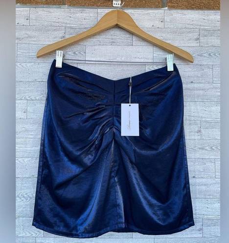 Lovers + Friends  Skirt Blue Black Iridescent Gathered Mini Lined size medium