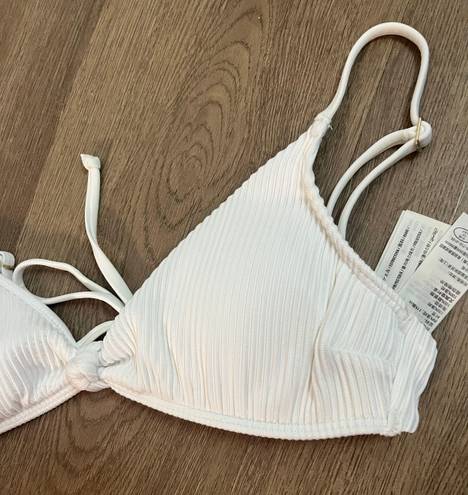 Hollister White Ribbed Bikini Top