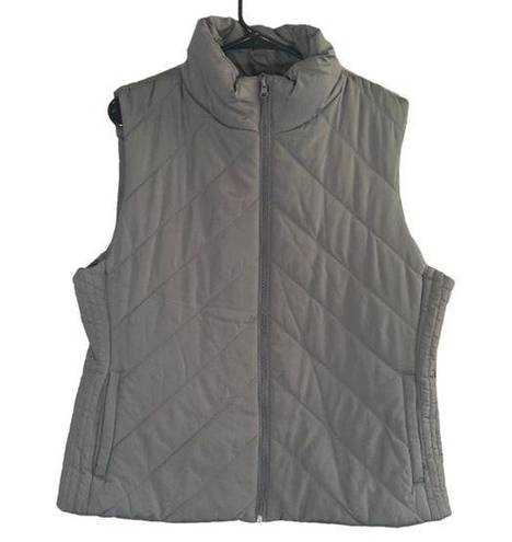 Krass&co NY &  Gray Quilted Sleeveless High Neck Full Zipper Vest Women Sz XL