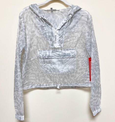 Good American NWT  Icy Leopard Print Windbreaker Frosted Jacket Frosty Grey sz S