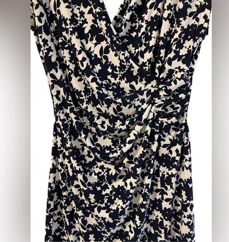 Krass&co NY& Stretch Floral Dress Navy Blue/White Size Small