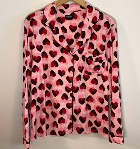 Kate Spade  Pink Heart Long Sleeved Pajamas Set Size XL